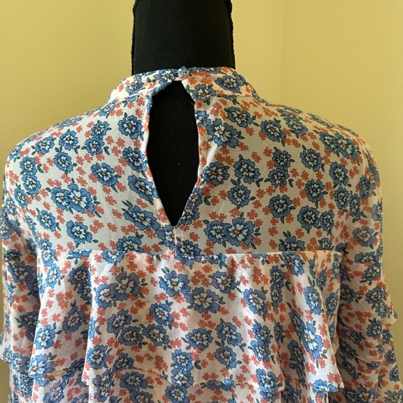 *REBECCA MINKOFF* Pink x Blue Floral Long Sleeve Dress Size Small - Picture 6 of 8